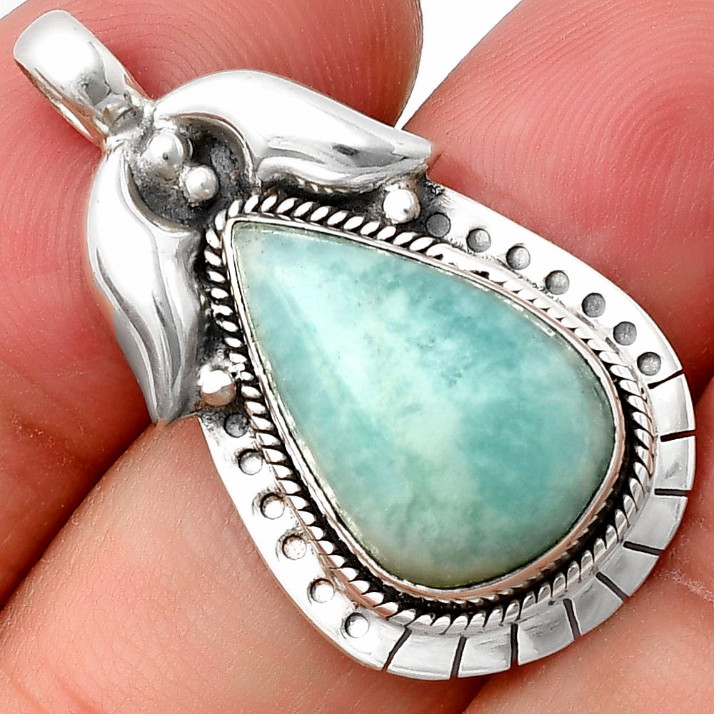 Natural Blue Aragonite 925 Sterling Silver Pendant Jewelry P-1568