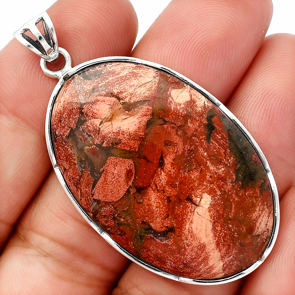 Natural Snake Skin Jasper 925 Sterling Silver Pendant Jewelry P-1310