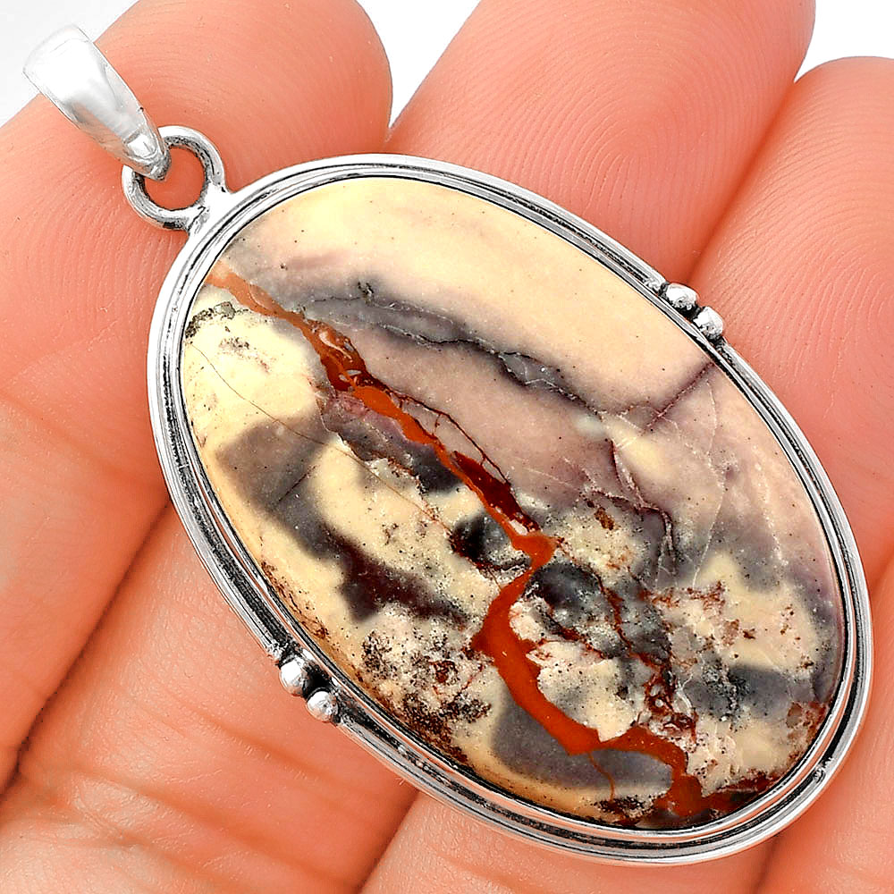 Natural Porcelain Jasper 925 Sterling Silver Pendant Jewelry P-1064