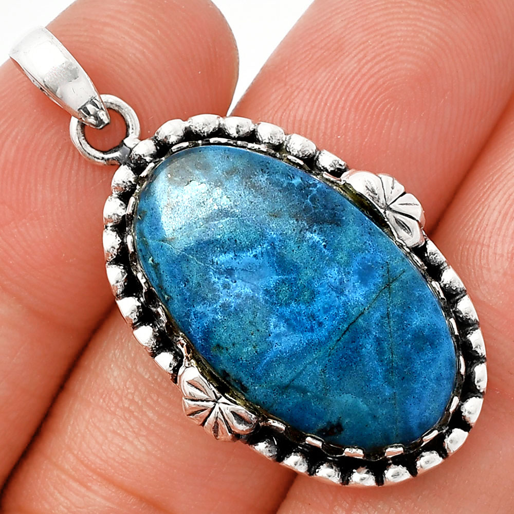 Natural Shattuckite - USA 925 Sterling Silver Pendant Jewelry P-1730