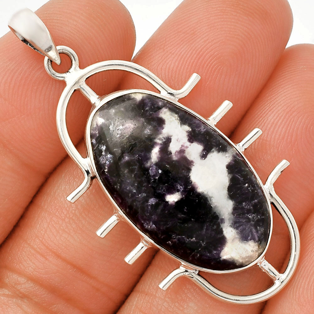 Natural Purple Lepidolite 925 Sterling Silver Pendant Jewelry P-1271