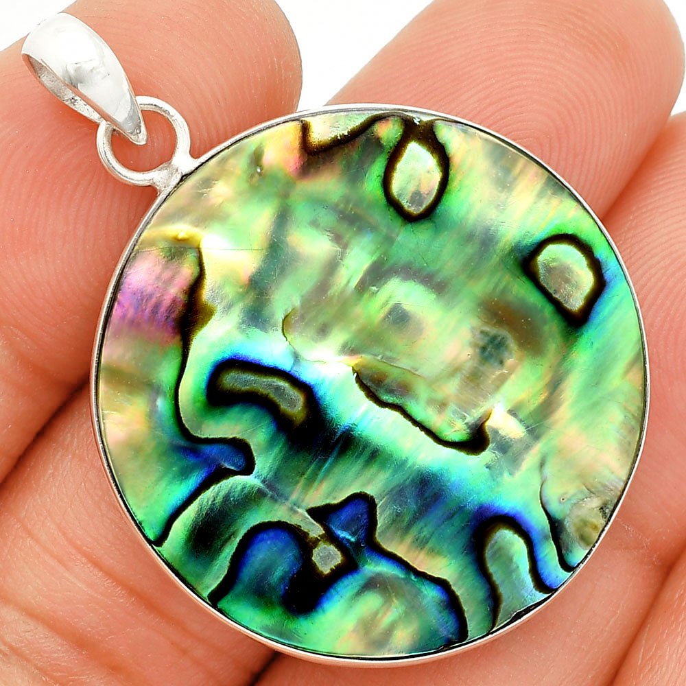 Natural Abalone Shell 925 Sterling Silver Pendant Jewelry P-1001