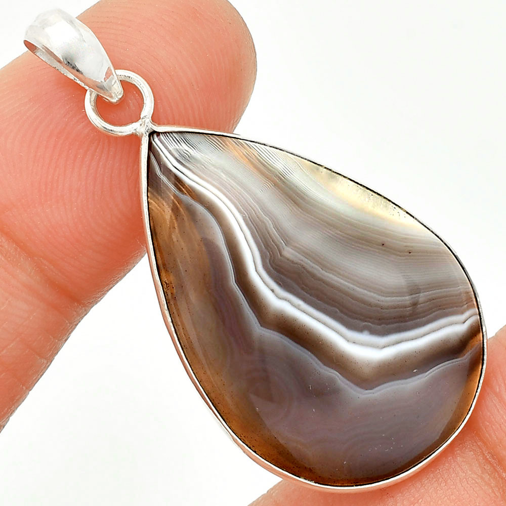 Natural Banded Onyx 925 Sterling Silver Pendant Jewelry P-1001