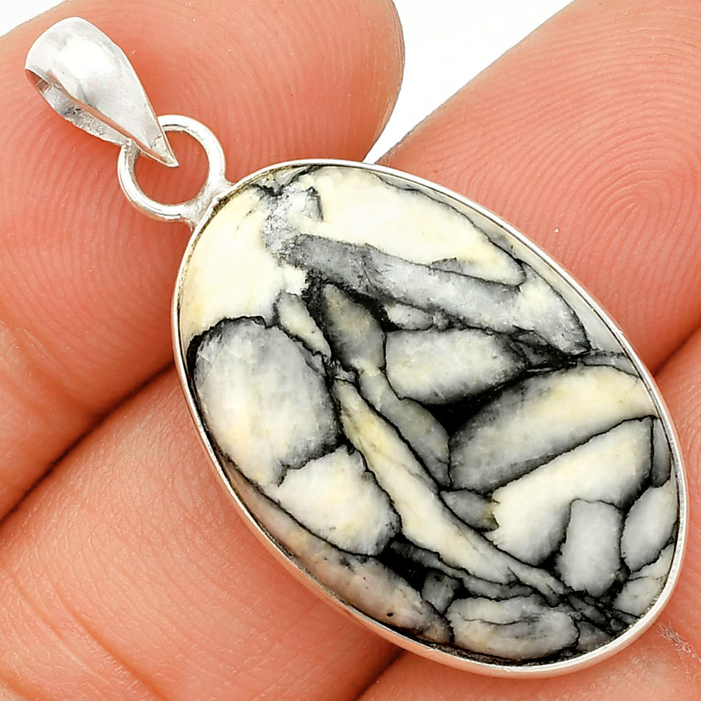 Natural Pinolith Stone 925 Sterling Silver Pendant Jewelry P-1001