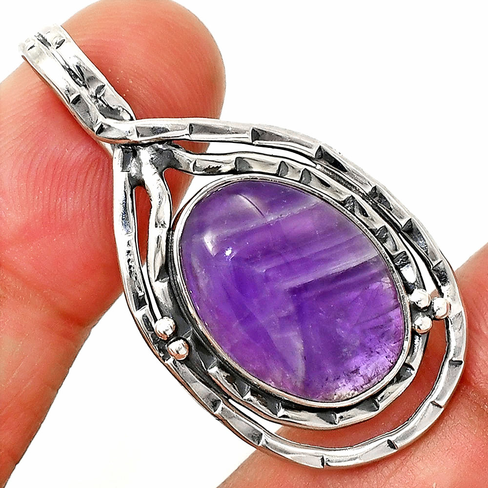Natural Chevron Amethyst 925 Sterling Silver Pendant Jewelry P-1410