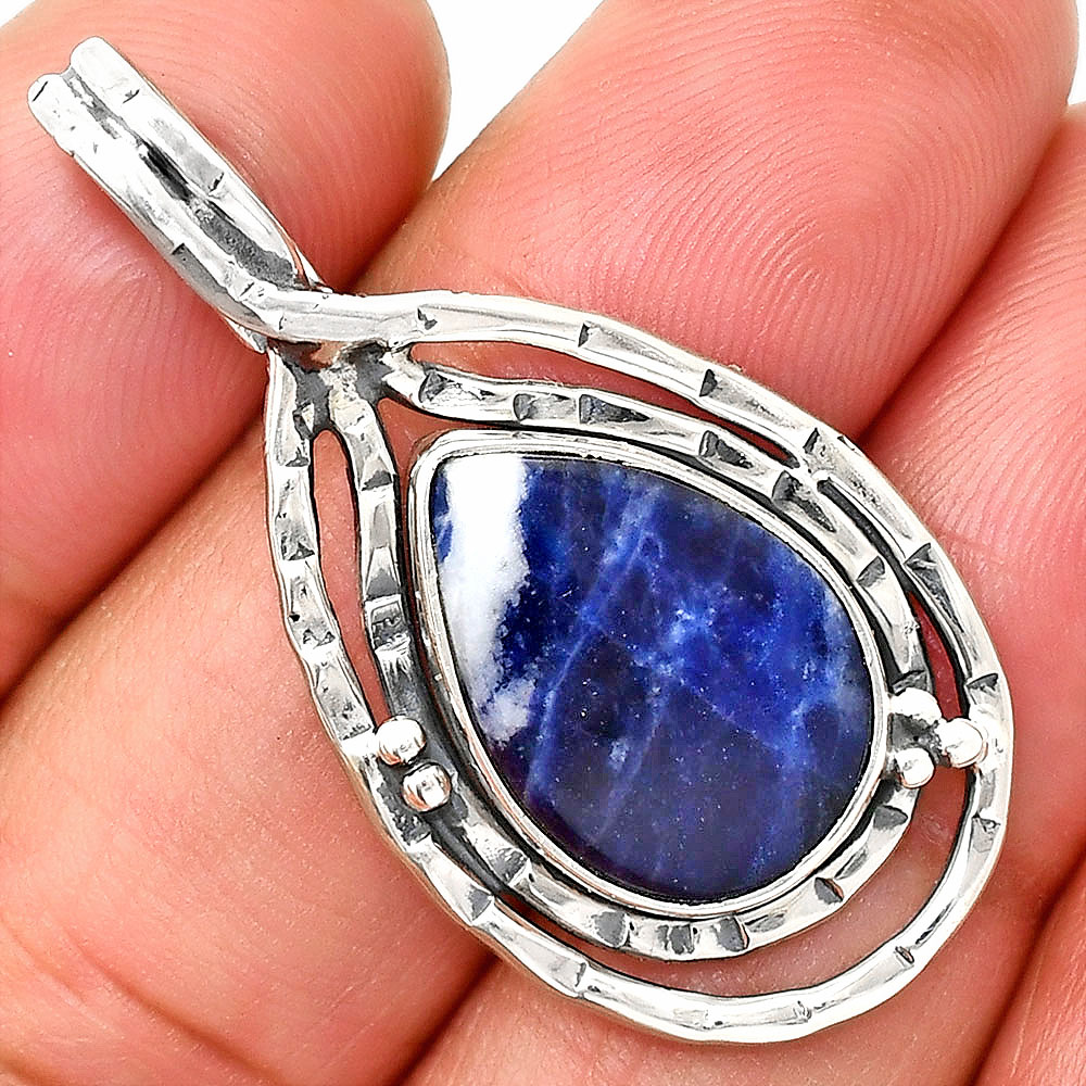 Natural Sodalite 925 Sterling Silver Pendant Jewelry P-1410