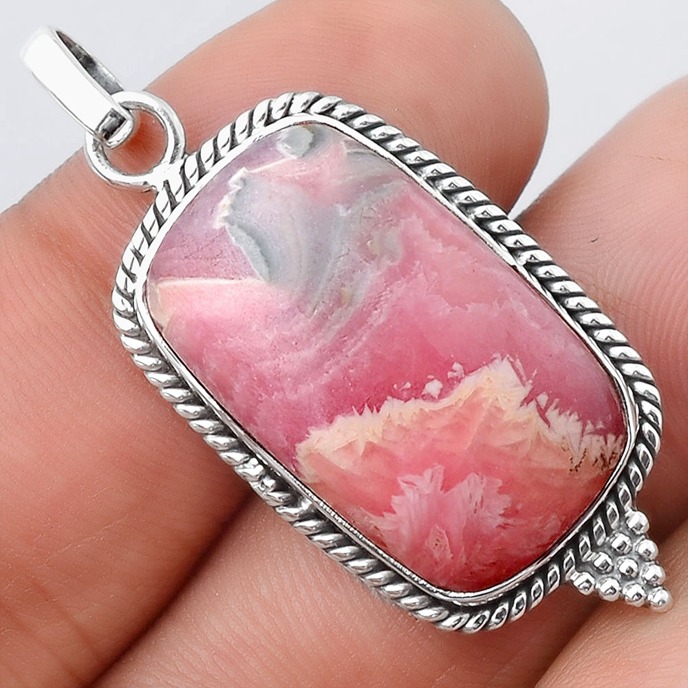 Natural Rhodochrosite Argentina 925 Sterling Silver Pendant Jewelry P-1068