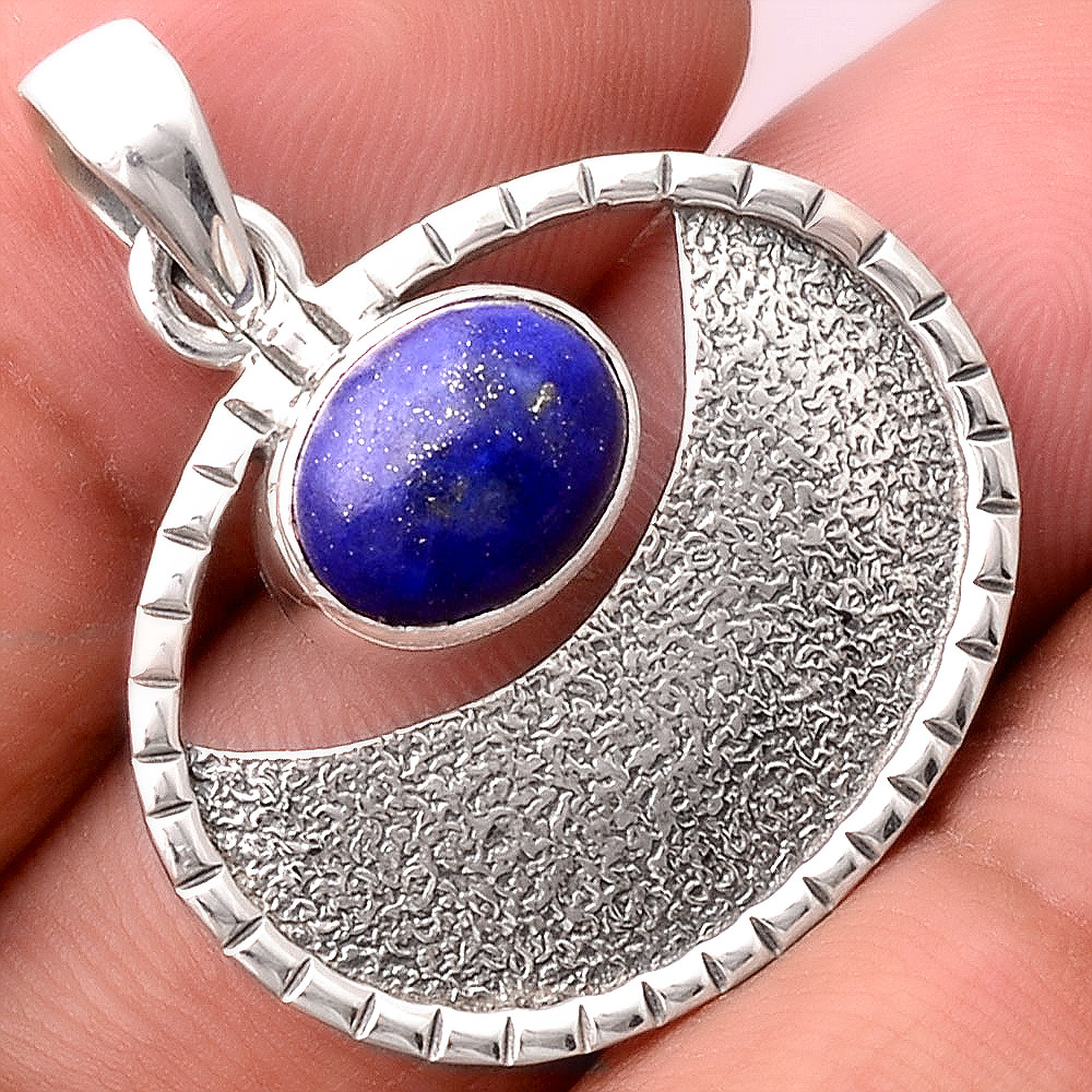 Natural Lapis - Afghanistan 925 Sterling Silver Pendant Jewelry P-5504