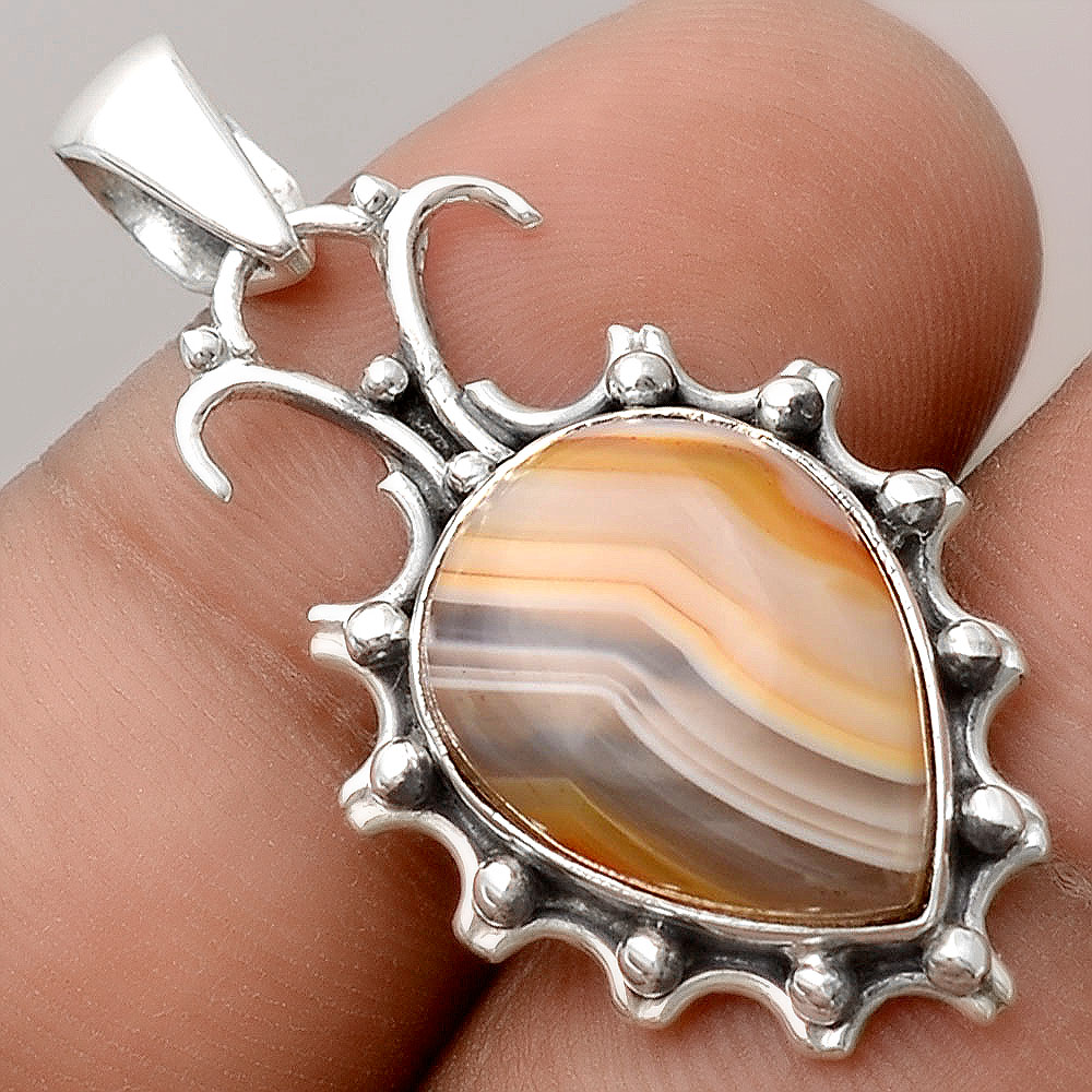 Natural Banded Onyx 925 Sterling Silver Pendant Jewelry P-5121