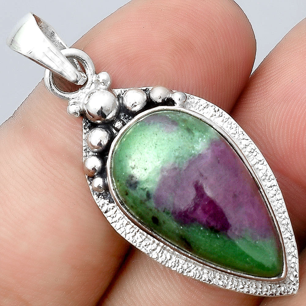 Natural Ruby Zoisite - Africa 925 Sterling Silver Pendant Jewelry P-5222