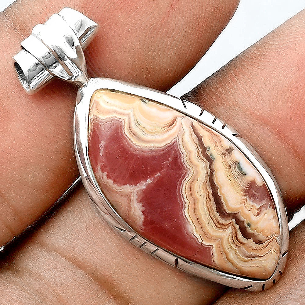 Natural Rhodochrosite Argentina 925 Sterling Silver Pendant Jewelry P-5542