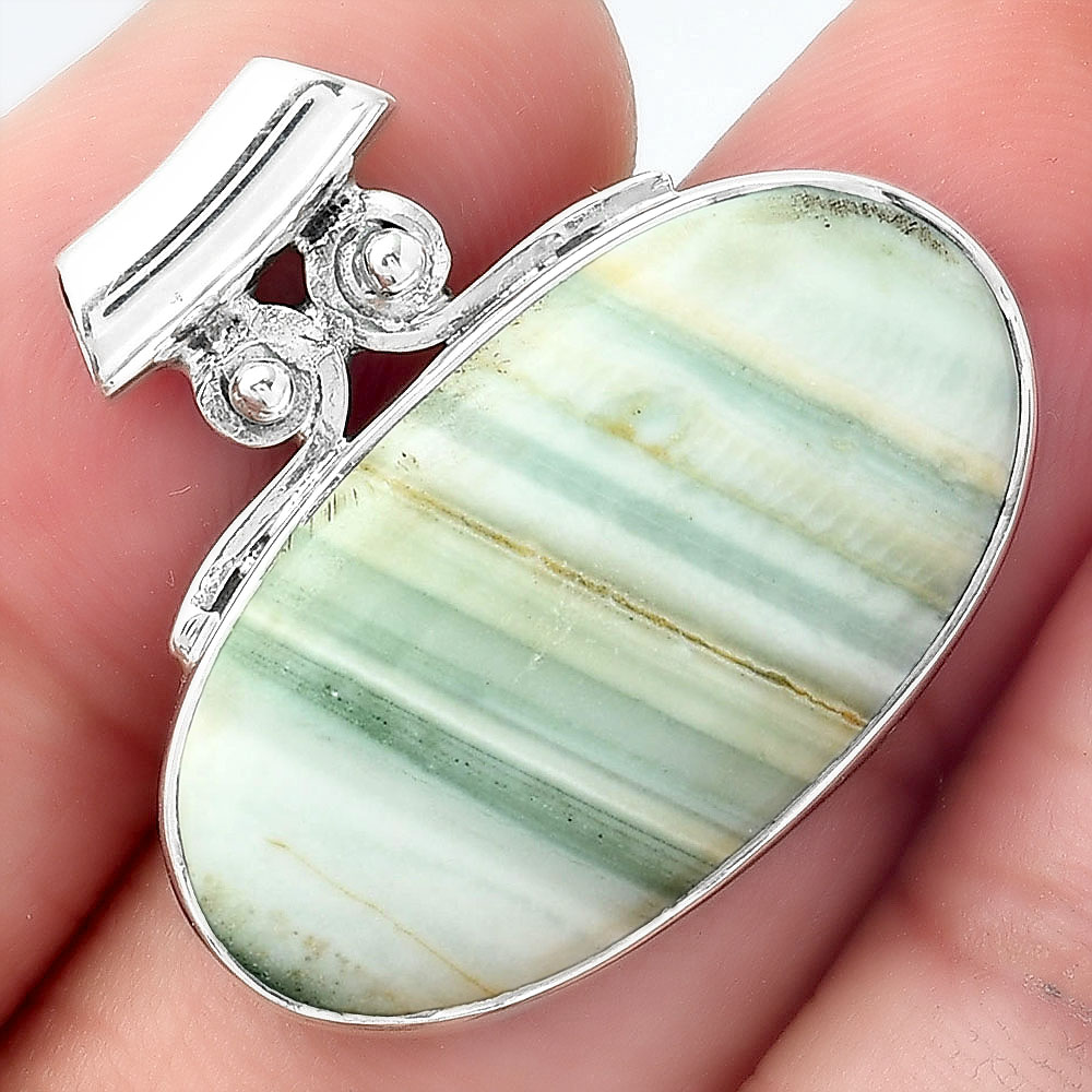 Natural Saturn Chalcedony 925 Sterling Silver Pendant Jewelry P-5471