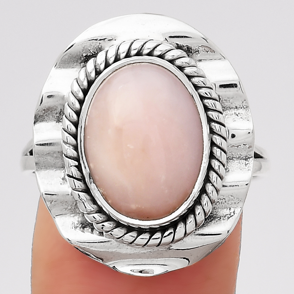 Natural Pink Opal - Australia 925 Sterling Silver Ring s.9 Jewelry R-1212