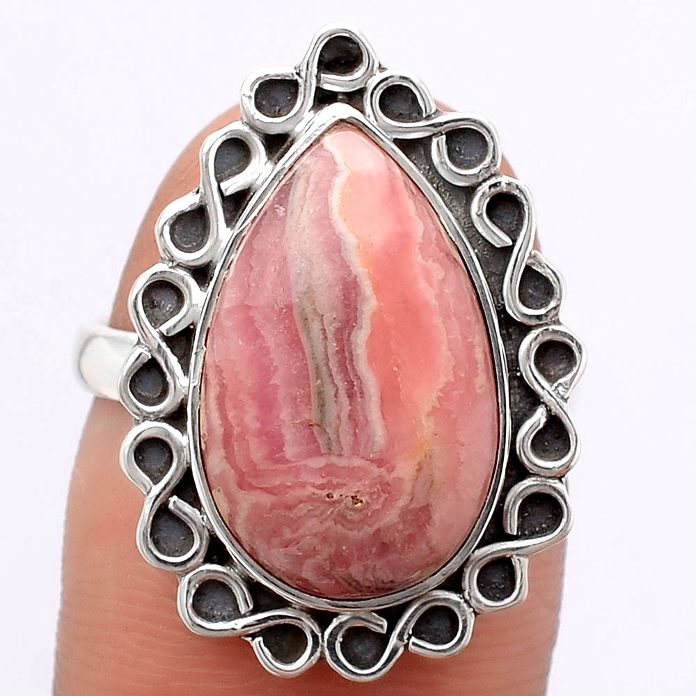 Natural Rhodochrosite Argentina 925 Sterling Silver Ring s.7 Jewelry R-1164