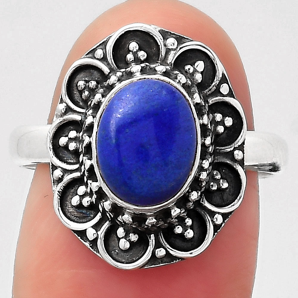 Natural Lapis - Afghanistan 925 Sterling Silver Ring s.8 Jewelry