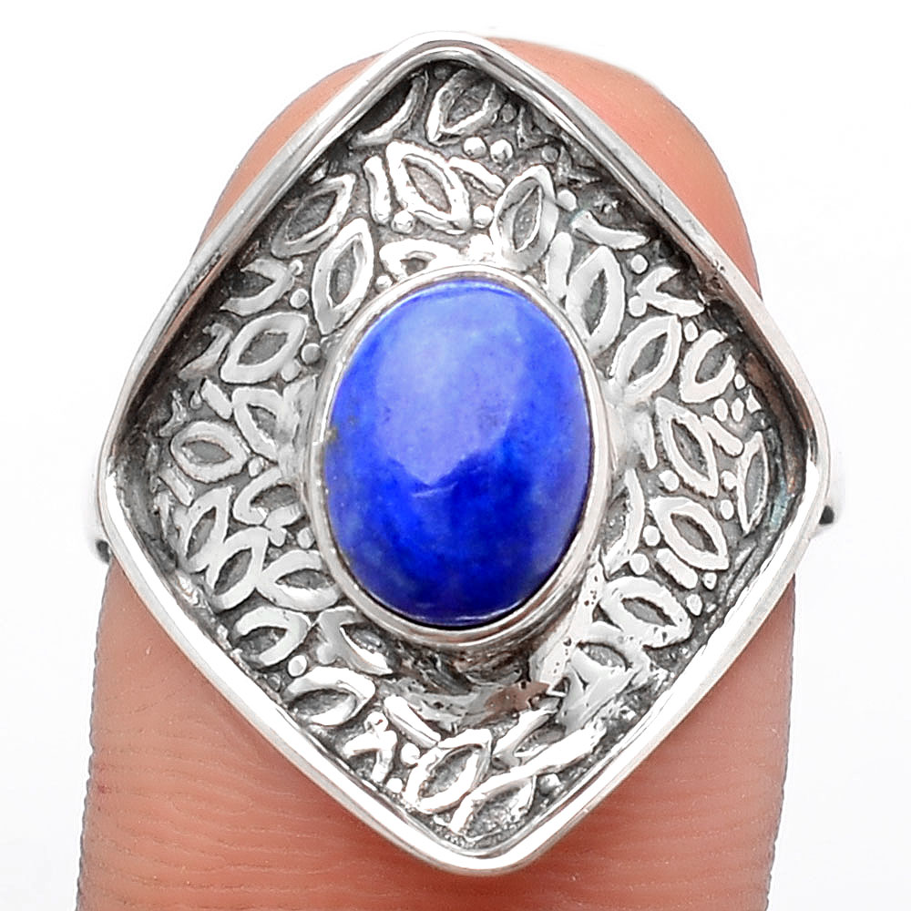 Natural Lapis - Afghanistan 925 Sterling Silver Ring s.9 Jewelry