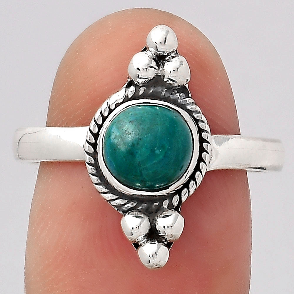 Natural Azurite Chrysocolla 925 Sterling Silver Ring s.8.5 Jewelry R-1127