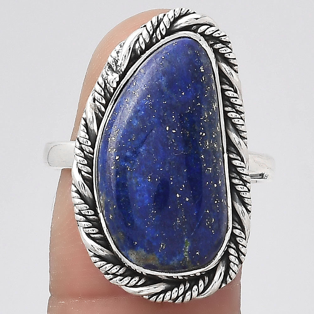 Natural Lapis - Afghanistan 925 Sterling Silver Ring s.8.5 Jewelry R-1013
