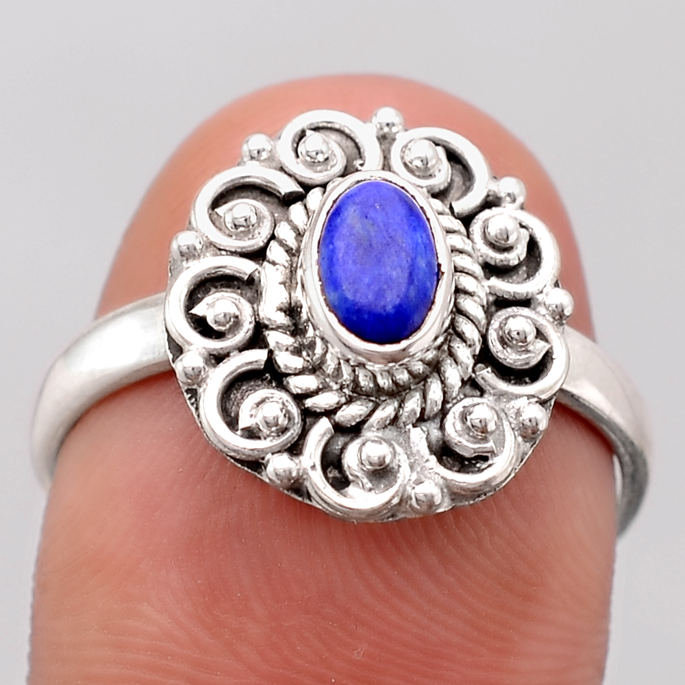 Natural Lapis - Afghanistan 925 Sterling Silver Ring s.8 Jewelry