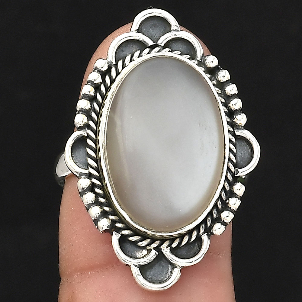 Natural Srilankan Moonstone 925 Sterling Silver Ring s.7 Jewelry R-1229