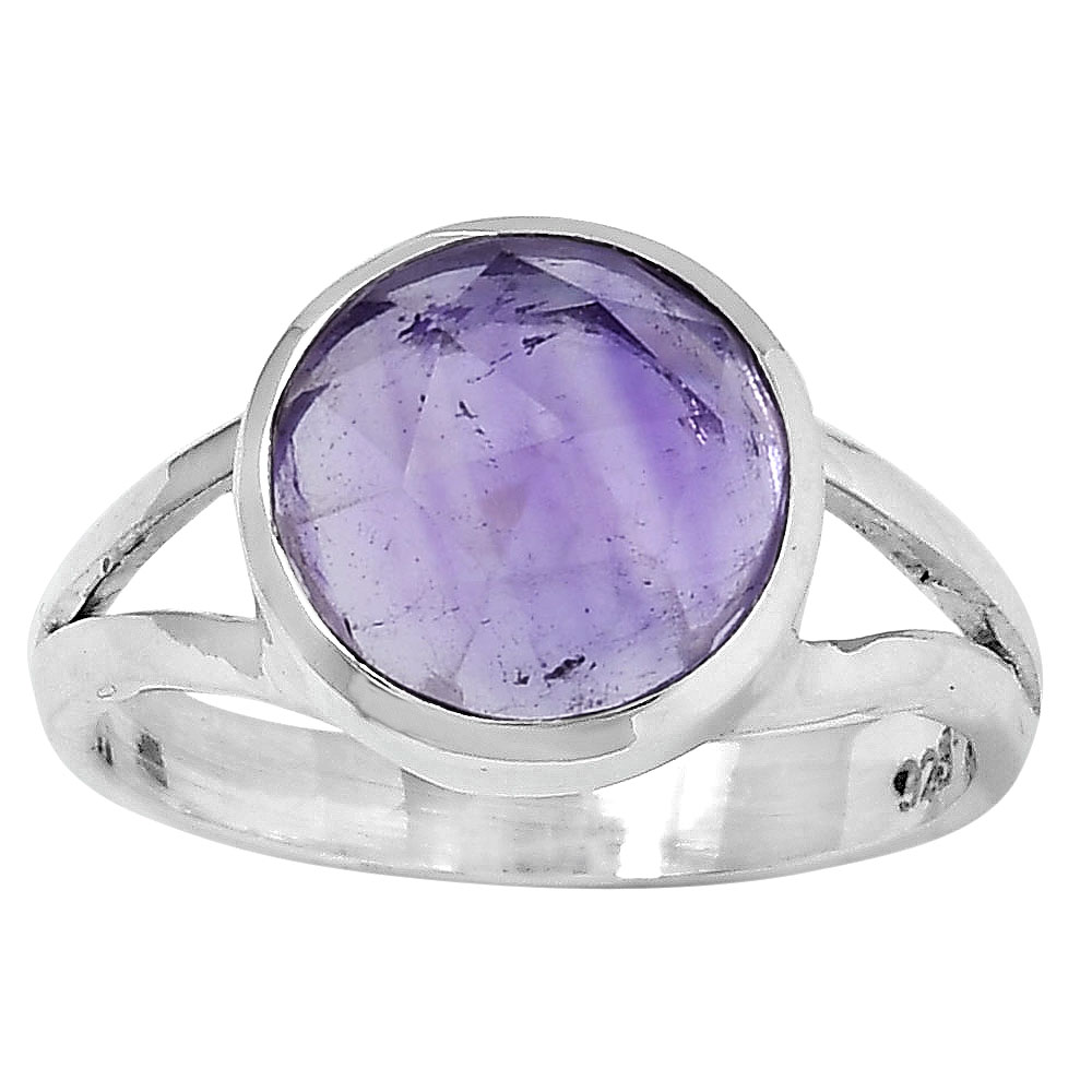 Faceted Natural Amethyst - Brazil 925 Sterling Silver Ring s.8.5 Jewelry R-1005