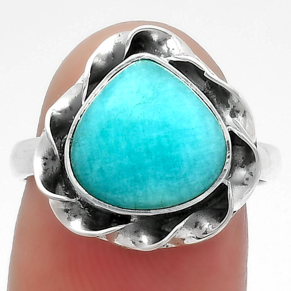 Natural Paraiba Amazonite 925 Sterling Silver Ring s.7.5 Jewelry R-1083