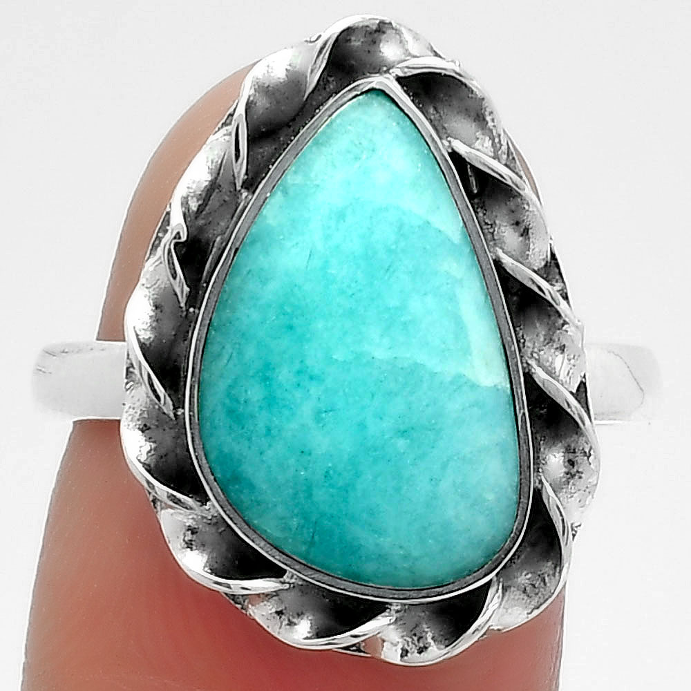 Natural Paraiba Amazonite 925 Sterling Silver Ring s.8 Jewelry R-1083