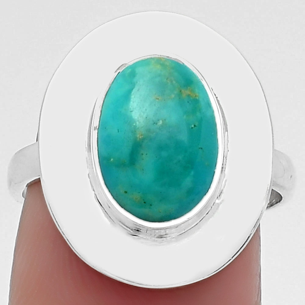 Natural Turquoise Nevada Aztec Mt 925 Sterling Silver Ring s.7.5 Jewelry R-1082