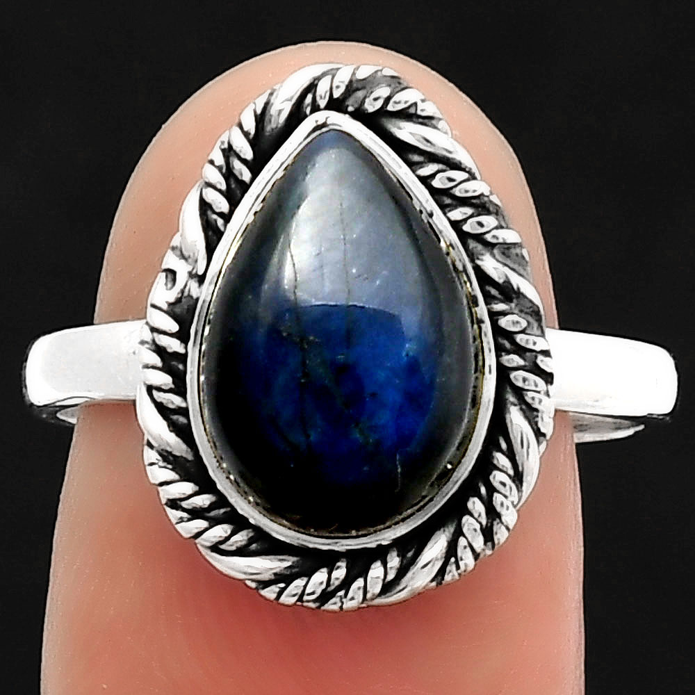 Blue Fire Labradorite - Madagascar 925 Sterling Silver Ring s.8.5 Jewelry R-1013