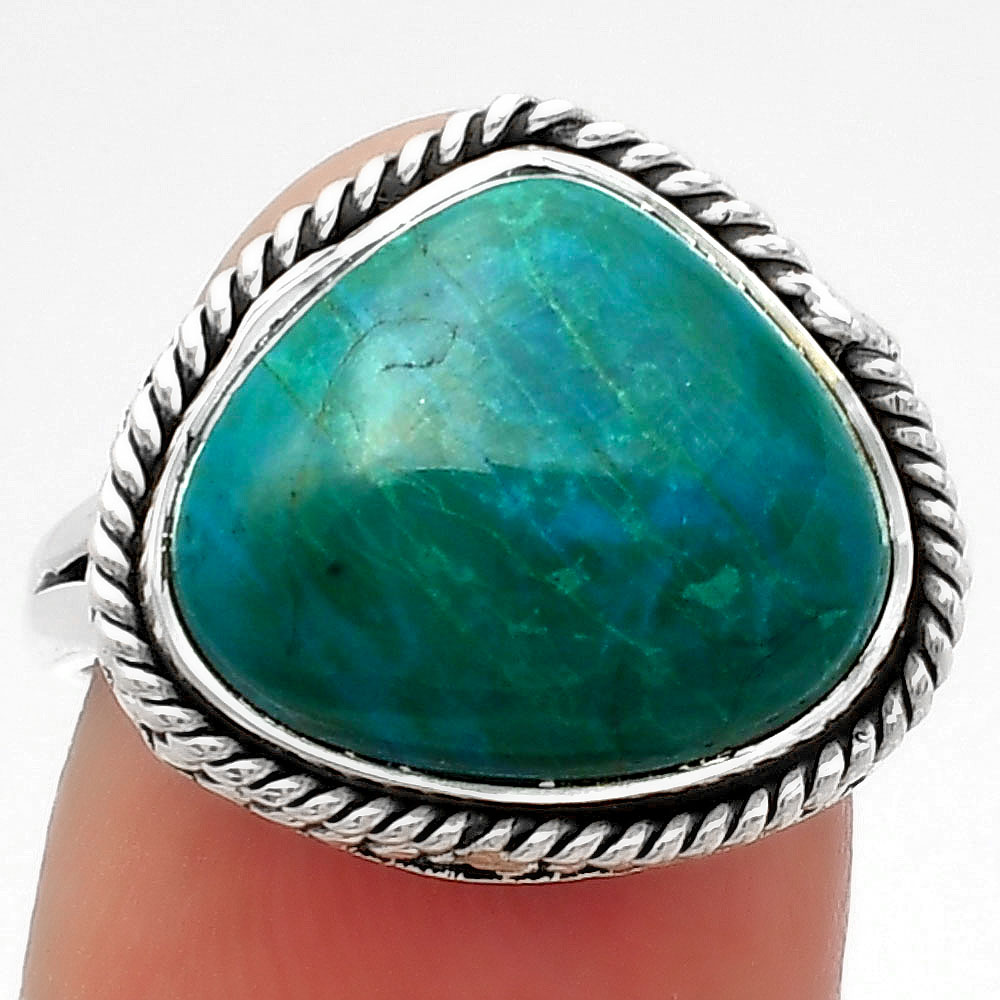 Natural Azurite Chrysocolla 925 Sterling Silver Ring s.7.5 Jewelry R-1010