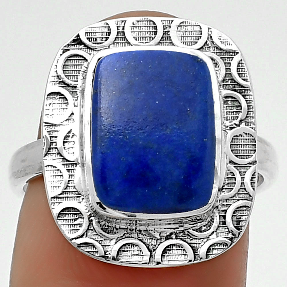 Natural Lapis - Afghanistan 925 Sterling Silver Ring s.7.5 Jewelry R-1090