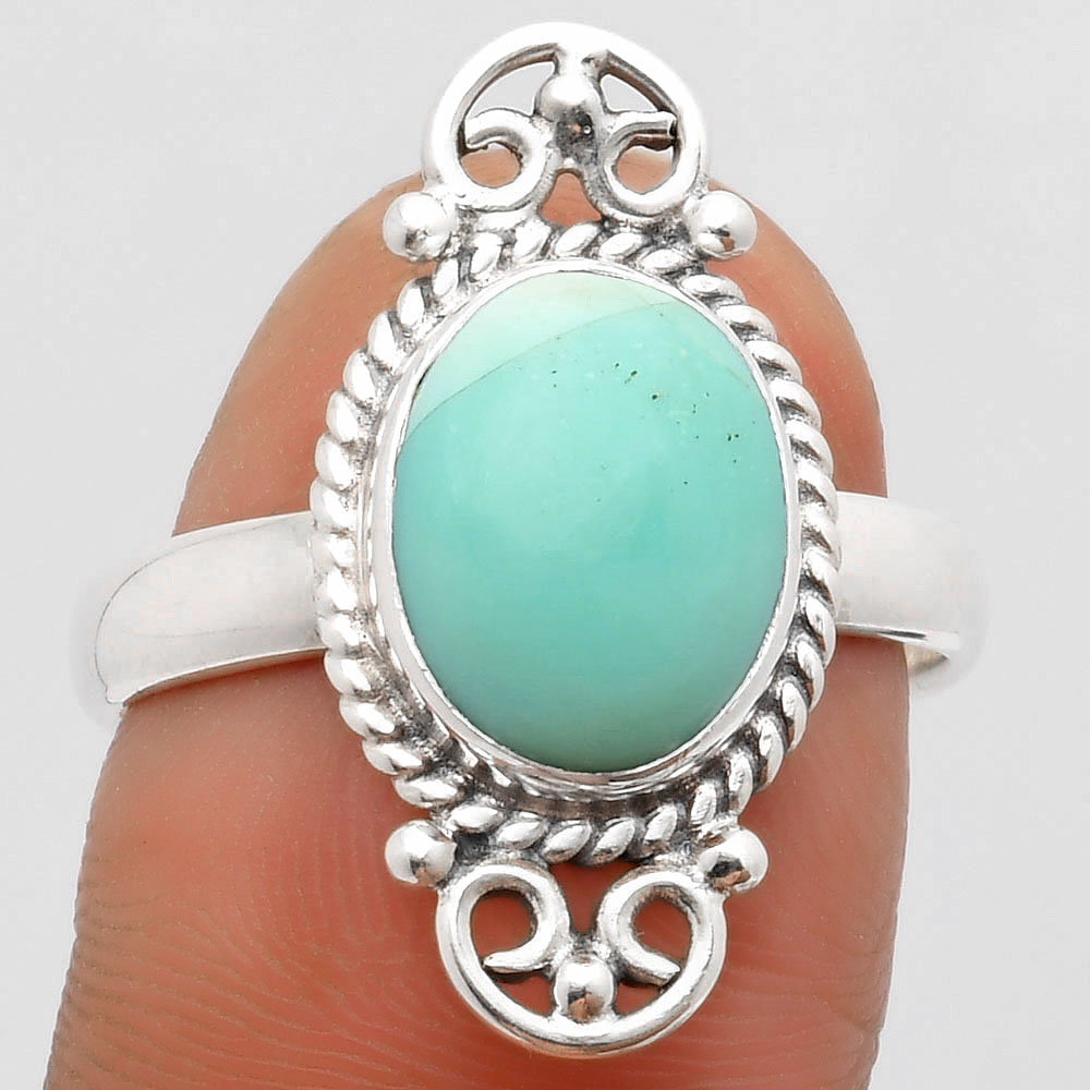 Sleeping Beauty Turquoise - USA 925 Sterling Silver Ring s.9.5 Jewelry R-1500