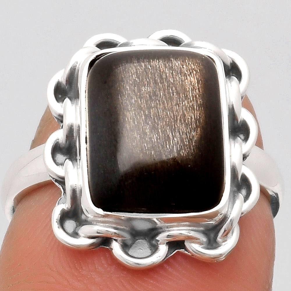 Natural Australian Lattice Sunstone 925 Sterling Silver Ring s.7 Jewelry R-1093