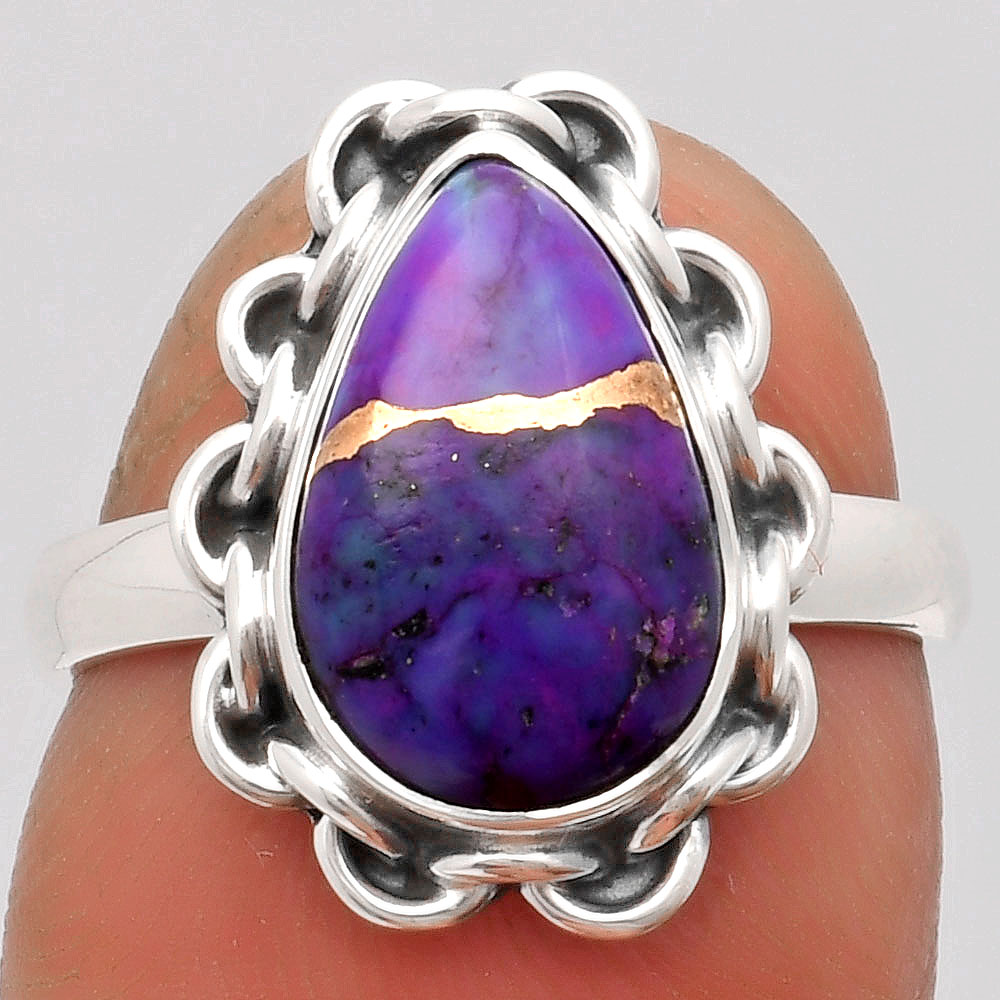 Copper Purple Turquoise - Arizona 925 Sterling Silver Ring s.7 Jewelry R-1093