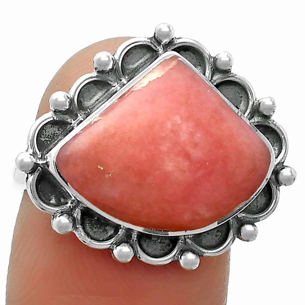 Natural Rhodochrosite Argentina 925 Sterling Silver Ring s.8 Jewelry R-1092