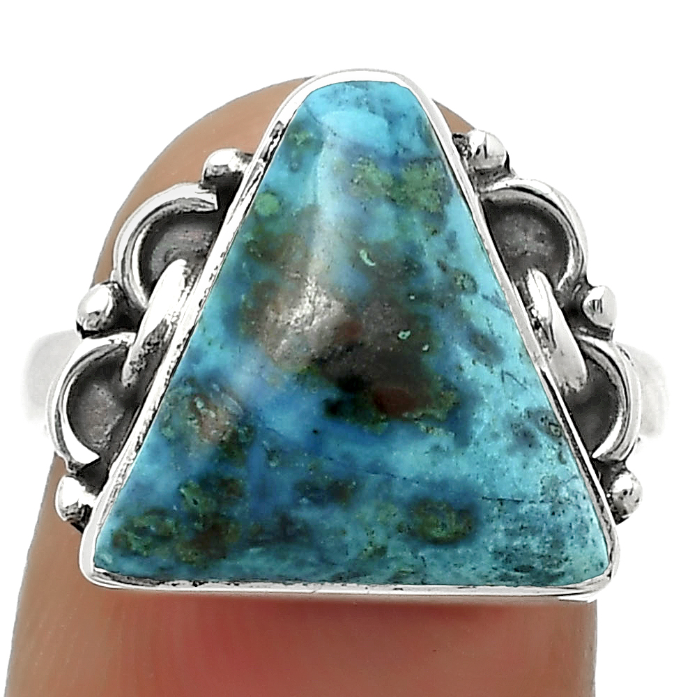 Natural Azurite Chrysocolla 925 Sterling Silver Ring s.7 Jewelry R-1105