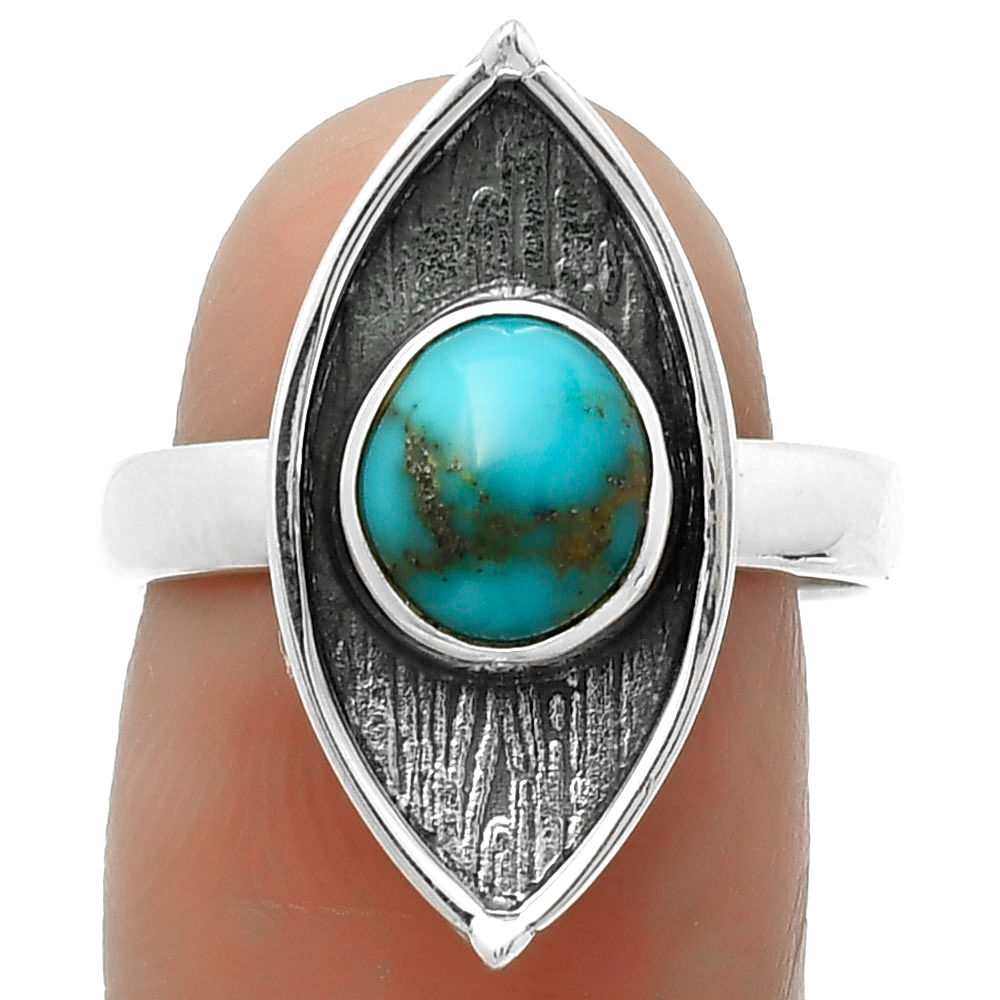 Natural Kingman Turquoise 925 Sterling Silver Ring s.8 Jewelry R-1628