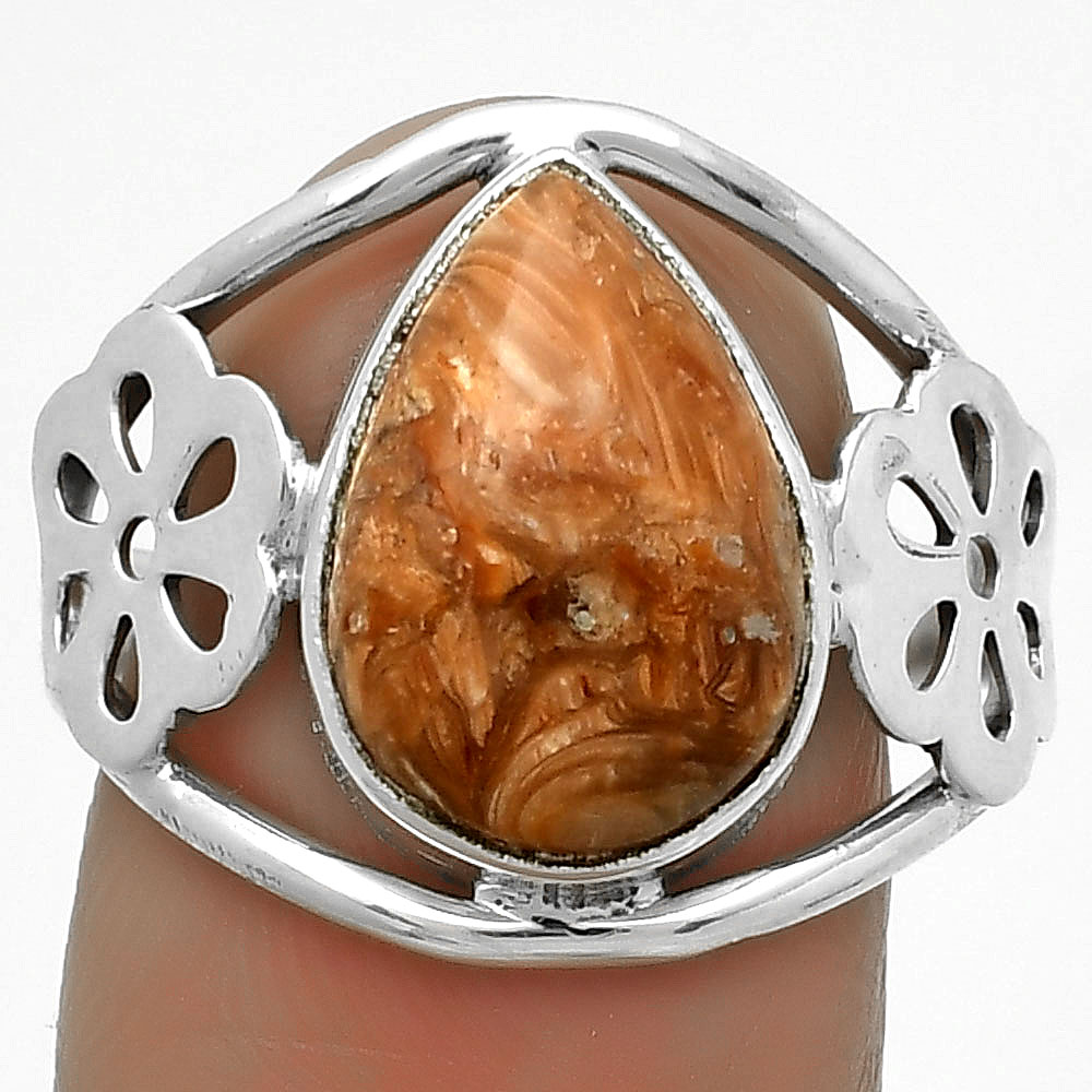 Natural Caramel Opal 925 Sterling Silver Ring s.8.5 Jewelry R-1497