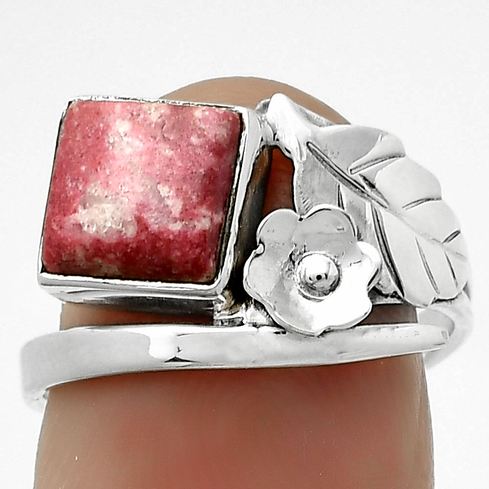 Natural Pink Thulite - Norway 925 Sterling Silver Ring s.7.5 Jewelry R-1410