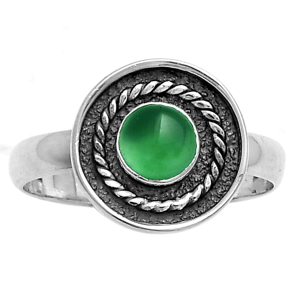 Natural Green Onyx 925 Sterling Silver Ring s.9 Jewelry R-1439