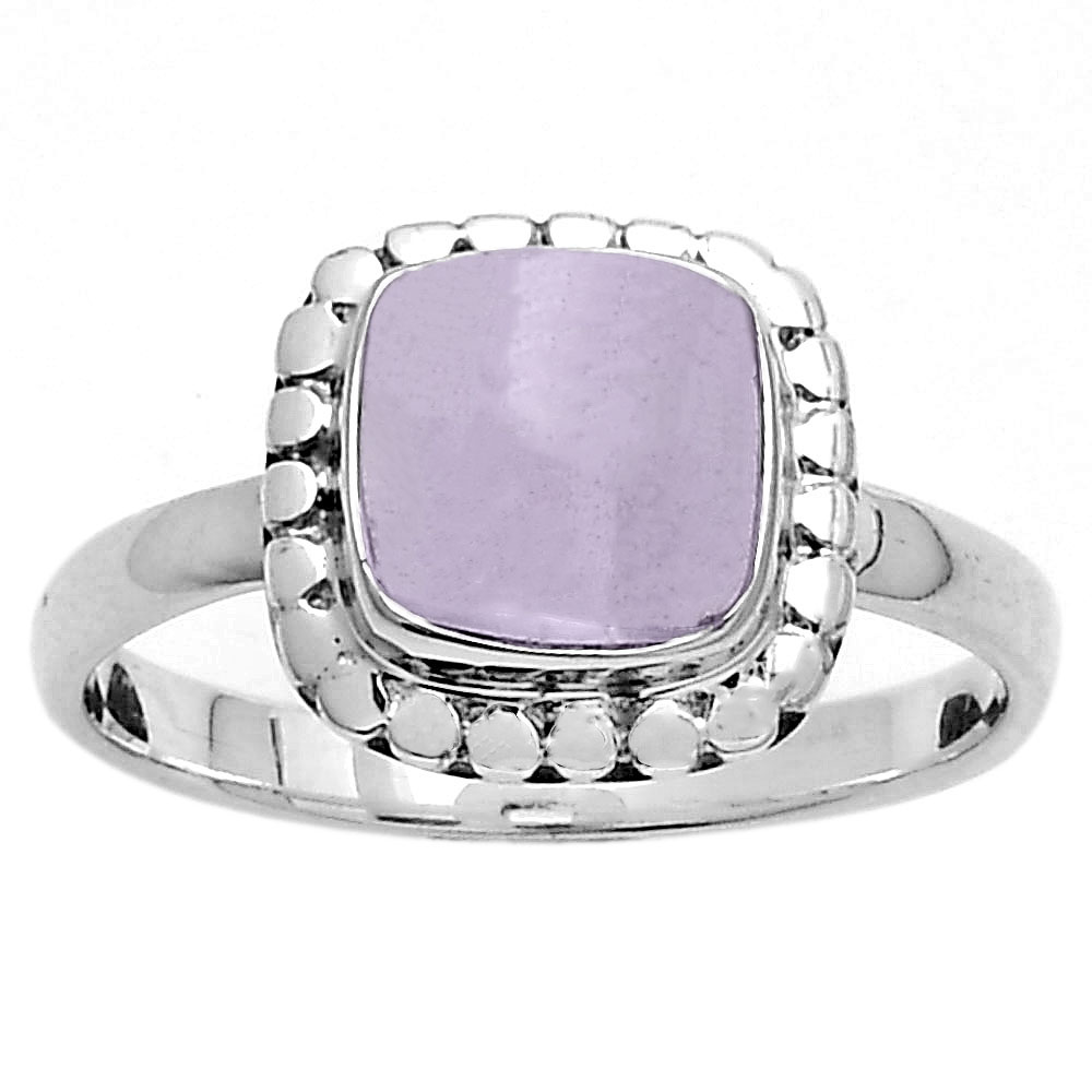 Rose De France Amethyst Cab Brazil 925 Sterling Silver Ring s.8.5 Jewelry R-1071