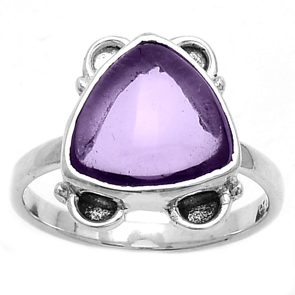 Natural Amethyst Cab - Brazil 925 Sterling Silver Ring s.8 Jewelry R-1103