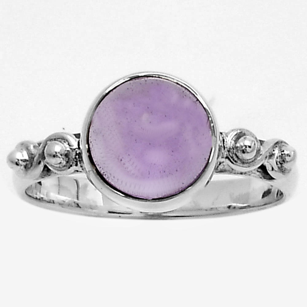 Natural Amethyst Cab - Brazil 925 Sterling Silver Ring s.8 Jewelry R-1118