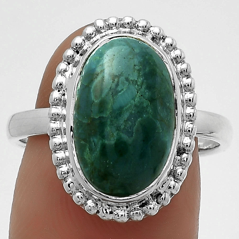 Natural Azurite Chrysocolla 925 Sterling Silver Ring s.8.5 Jewelry R-1071