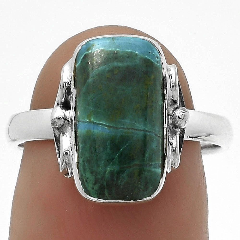 Natural Azurite Chrysocolla 925 Sterling Silver Ring s.7.5 Jewelry R-1198