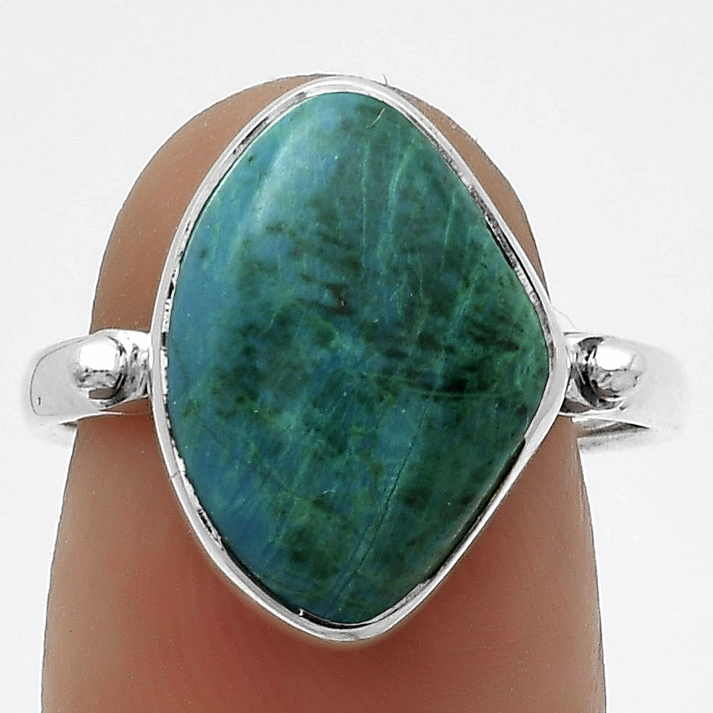 Natural Azurite Chrysocolla 925 Sterling Silver Ring s.8 Jewelry R-1715