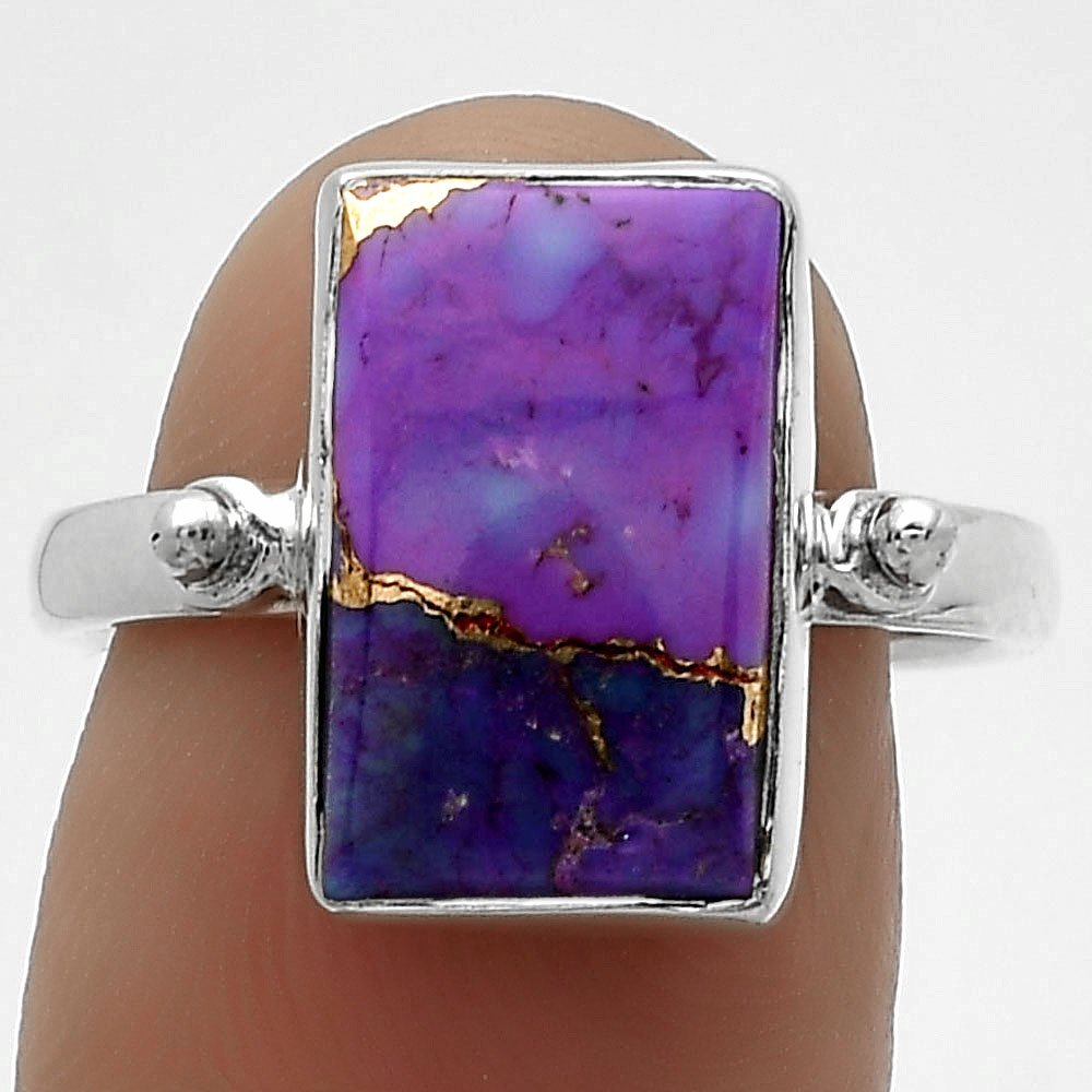 Copper Purple Turquoise - Arizona 925 Sterling Silver Ring s.8 Jewelry R-1715