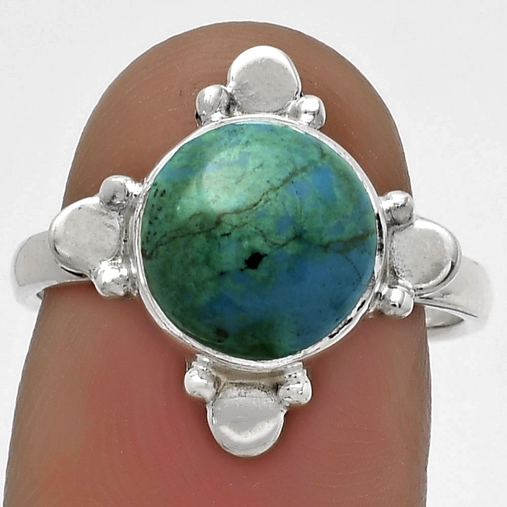 Natural Azurite Chrysocolla 925 Sterling Silver Ring s.7 Jewelry R-1119