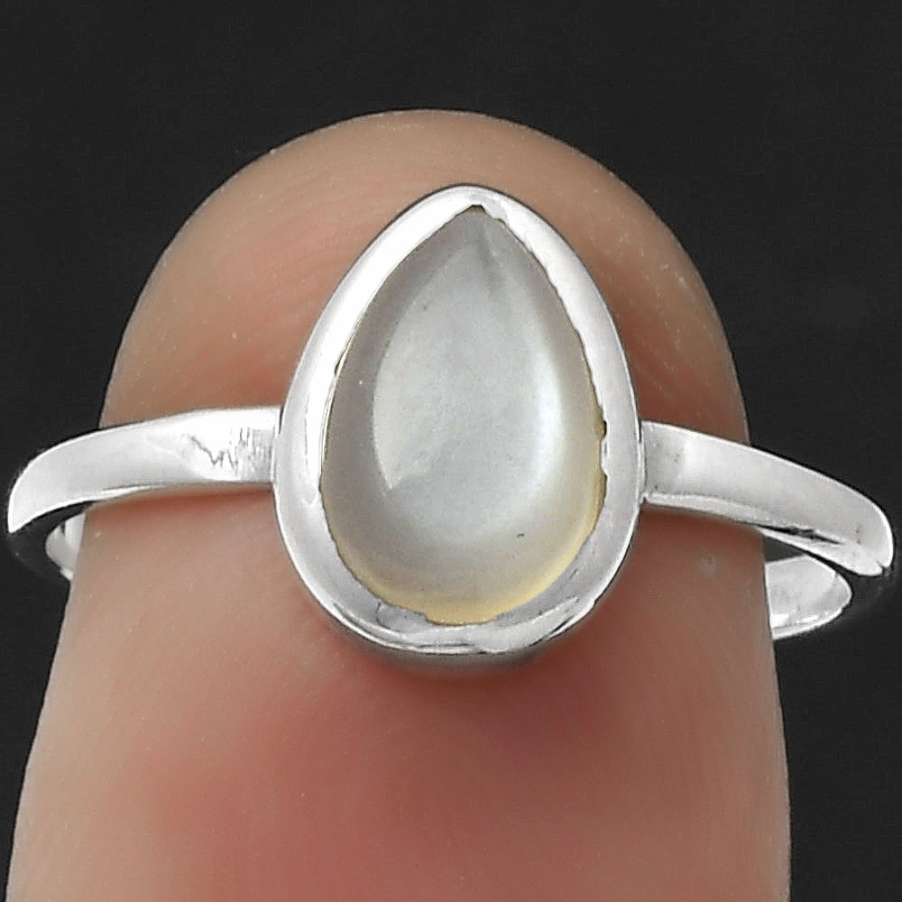 Natural Srilankan Moonstone 925 Sterling Silver Ring s.7.5 Jewelry R-1004