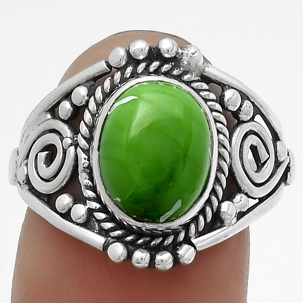 Natural Chrysoprase - Australia 925 Sterling Silver Ring s.7.5 Jewelry R-1270